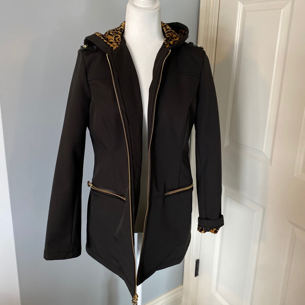 MK rain jacket leopard interior